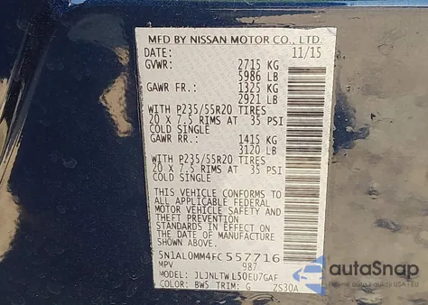 2015 Infiniti Qx60 из США, поврежденный, VIN 5N1AL0MM4FC557716